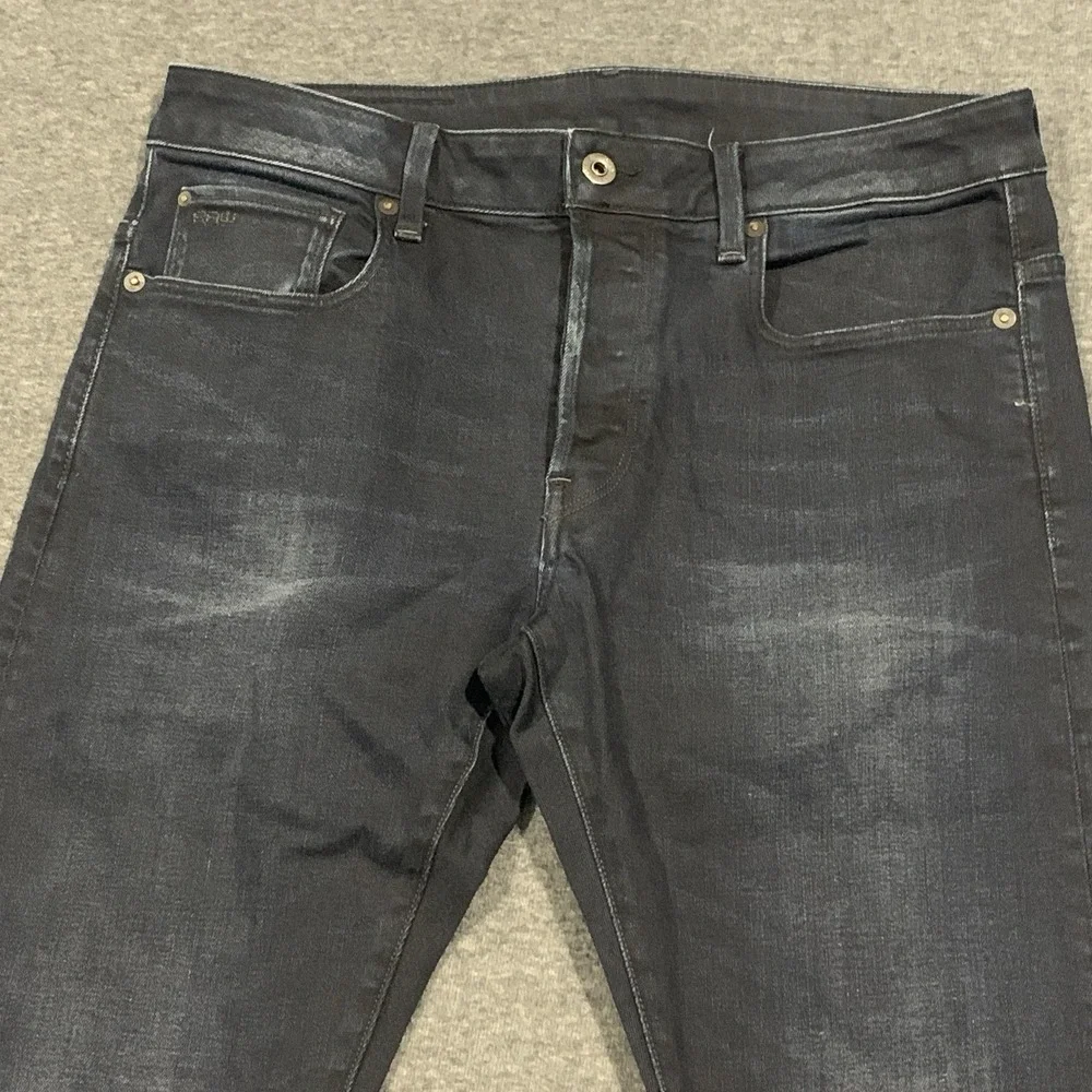 G-STAR Raw 3301 Slim Jeans Mens 32x30 Dark Wash Stretch Faded